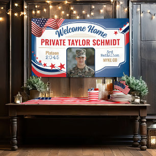 Militaire Welkom Thuis Foto Patriottische Amerikaa Spandoek