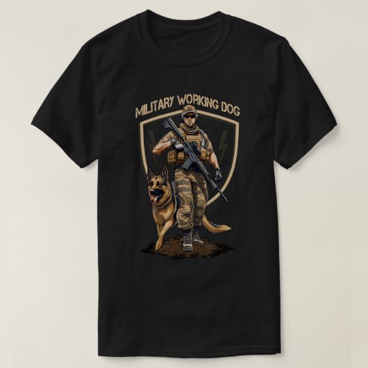 Militaire werkhond k9 en soldaat T-Shirt (Design voorkant)