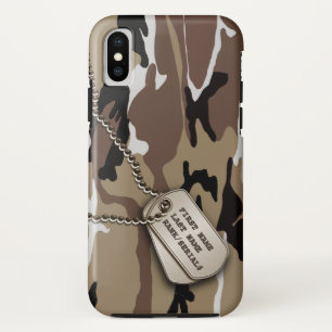 Militaire woestijncamo met hond Label iPhone X Hoesje