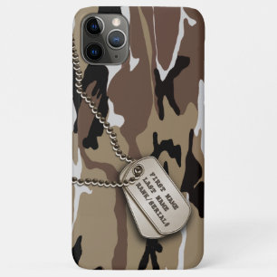 Militaire woestijncamo met hond Label iPhone 11 Pro Max Hoesje