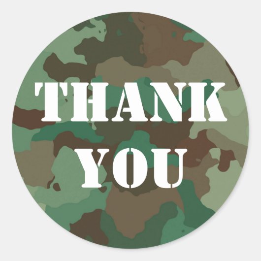 Military Green Camouflage Dank u Sticker (Voorkant)