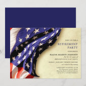 Military Red White and Blue Retirement Party Kaart (Voorkant / Achterkant)