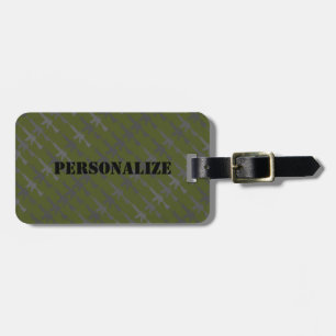 Military Style Gun Camouflage Rifle Army Green B/W Bagagelabel