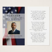 Military USA Flag Photo Memorial Prayer Card (Devant & derrière)