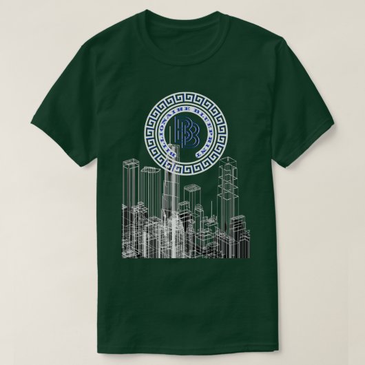 MILJARDAIR BLAUWDRUK SKYLINE T-SHIRT (Design voorkant)