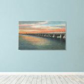 Miljoen Dollar Bridge over de rivier de Manatee, Canvas Afdruk (Insitu (Houten vloer))