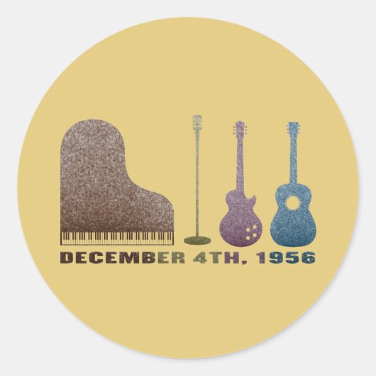 Miljoen Dollar Quartet Instrumenten - Kleur Ronde Sticker (Voorkant)