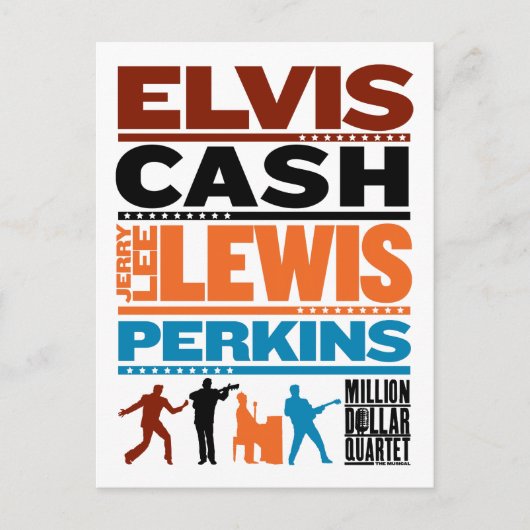 Miljoen Dollar Quartet Names Briefkaart (Voorkant)