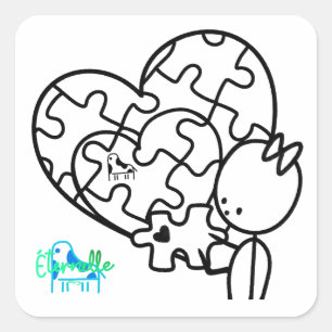 Miljoen stukjes puzzel vierkante sticker