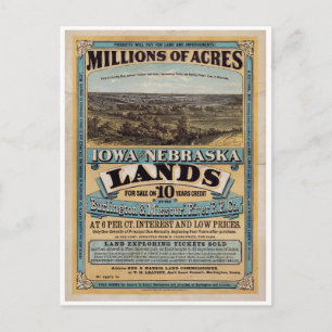 Miljoenen hectaren. Iowa en Nebraska 1872 Briefkaart
