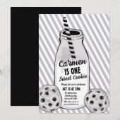 Milk and Cookie 2D Boys First Birthday Kaart (Voorkant / Achterkant)