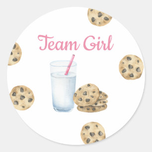 Milk & Cookies Geslacht Onthulling - Team Meisje Ronde Sticker