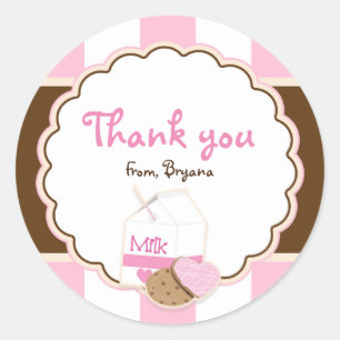 Milk & Cookies Roze Bruin Verjaardagsfeest Sticker