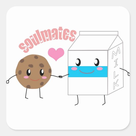 Milk en Cookie Square Sticker (vel van 20) (Voorkant)