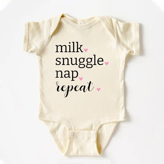 Milk Knuffel Slaap Herhaal Funny Minimalistisch Romper