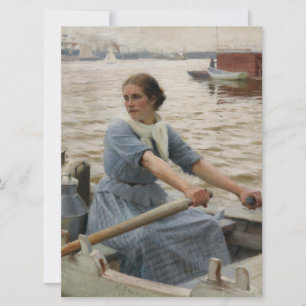 Milk Maid op een roeiboot (door Albert Edelfelt) Kaart