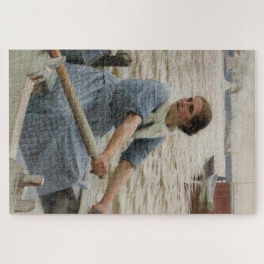 Milk Maid op een roeiboot (door Albert Edelfelt) Legpuzzel (Horizontaal)