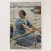 Milk Maid op een roeiboot (door Albert Edelfelt) Legpuzzel (Verticaal)