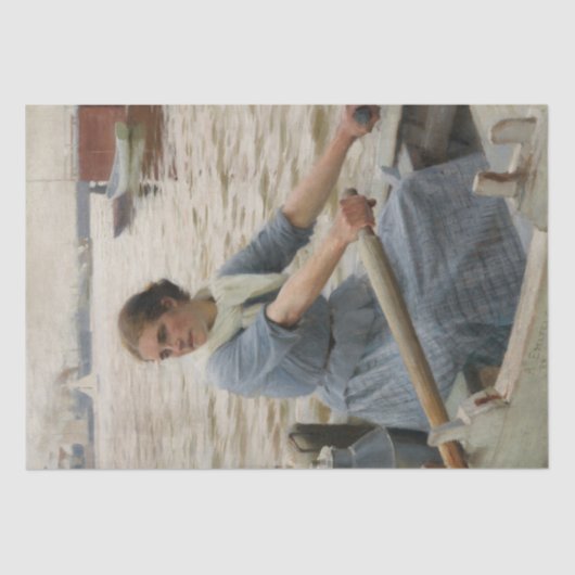 Milk Maid op een roeiboot (door Albert Edelfelt) Tissuepapier (Voorkant)