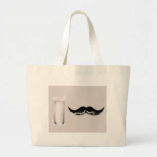 Milk Mustache Creme Grote Tote Bag