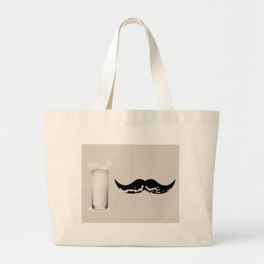 Milk Mustache Creme Grote Tote Bag (Voorkant)
