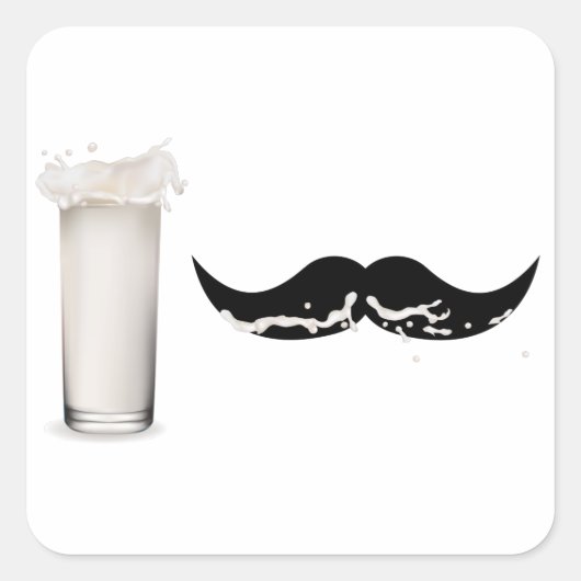 Milk Mustache Vierkante Sticker (Voorkant)