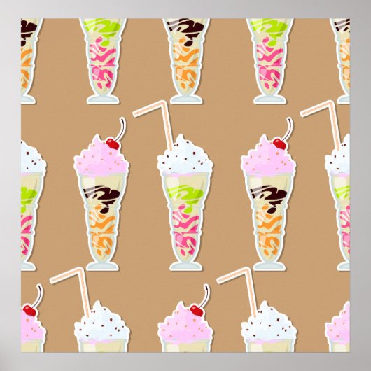 Milk Shake Fun Design op Tan Poster (Voorkant)