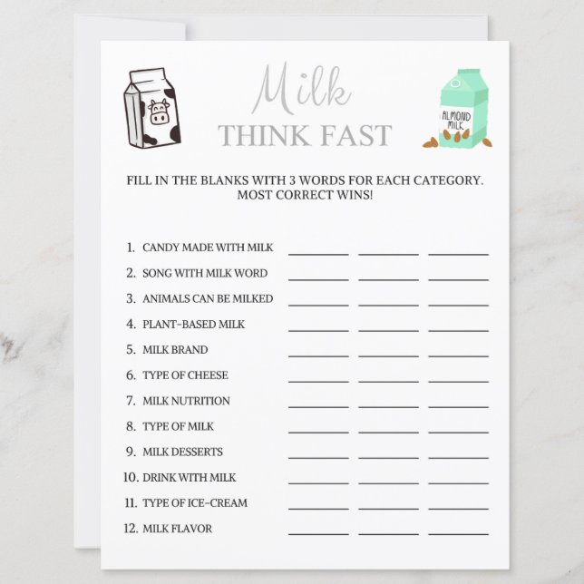 Milk Think Fast Game aangekondigd (Voorkant)