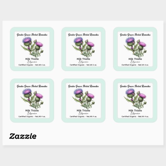 Milk Thistle Vierkante Sticker Productlabel (Vel)