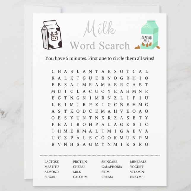 Milk Word Zoeken spel (Voorkant)