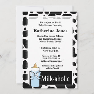 Milkaholic Baby Boy Shower Invitation Kaart