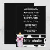 Milkaholic Baby Girl Shower Invitation (Devant / Derrière)