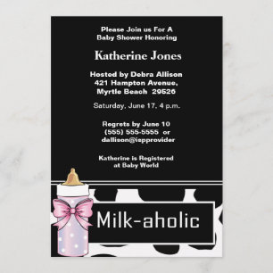 Milkaholic Baby Girl Shower Invitation