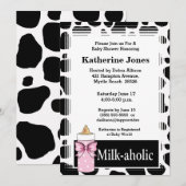 Milkaholic Baby Girl Shower Invitation (Devant / Derrière)