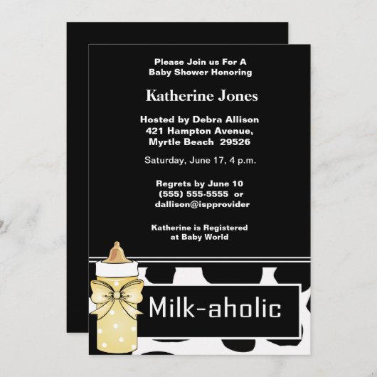 Milkaholic Baby Neutral Douche Invitation (Devant / Derrière)