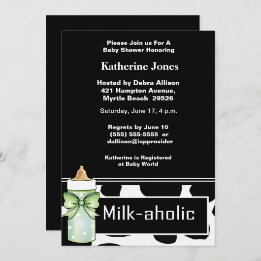Milkaholic Baby Neutral Douche Invitation (Devant / Derrière)