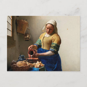 Milkmaid Kitchen Maid van Johannes Vermeer Briefkaart