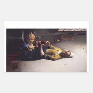 Milkmaid van Johannes Vermeer Rechthoekige Sticker