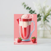 Milkshake aux fraises, carte postale de passage (Debout devant)