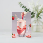 Milkshake aux fraises, carte postale de passage (Debout devant)