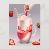 Milkshake aux fraises, carte postale de passage (Devant)