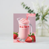 Milkshake aux fraises, carte postale de passage (Debout devant)