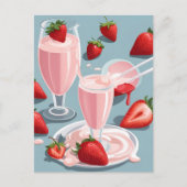 Milkshake aux fraises, carte postale de passage (Devant)