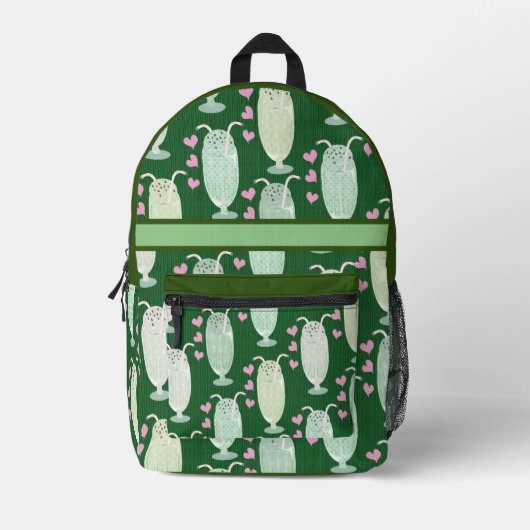 Milkshake Fun Mint Cartoon Retro Pattern Cute Fun Bedrukte Rugzak (Voorkant)