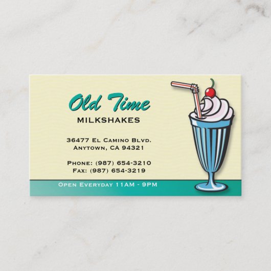 Milkshake/Ice Cream Shop Visitekaartje (Voorkant)