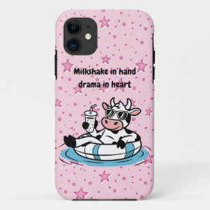 Milkshake in Hand, Drama in Hart Cool Cow iPhone 11 Hoesje
