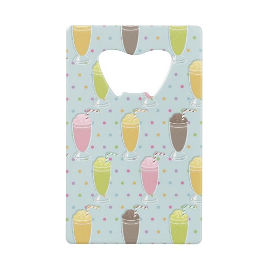 Milkshake Pattern Kredietkaart Flessenopener (Voorkant)