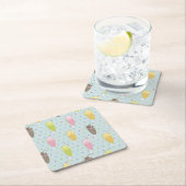 Milkshake Pattern Vierkante Kartonnen Onderzetter (Insitu)