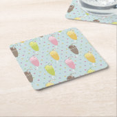 Milkshake Pattern Vierkante Kartonnen Onderzetter (Schuin)