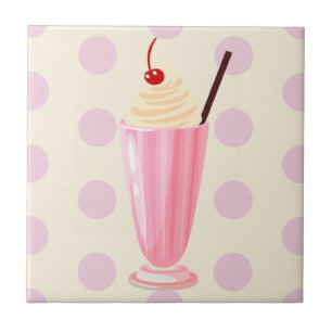 Milkshake rose et carreaux en céramique Pois